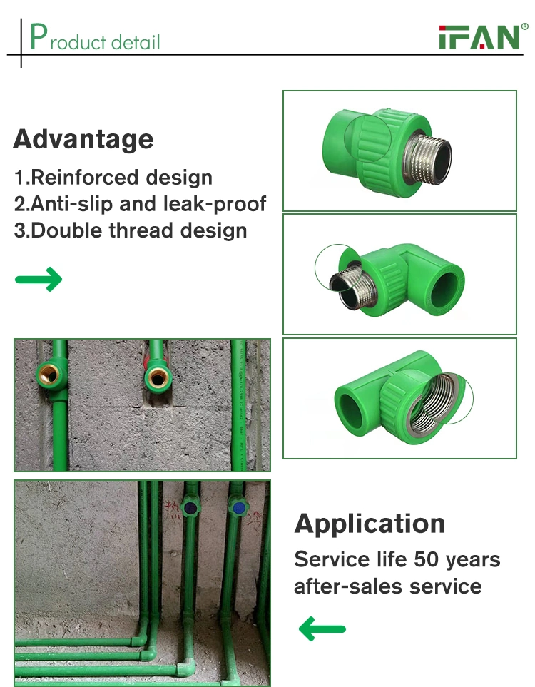 Ifan Wholesale Plastic Green PPR Material Plumbing Fittings High Pressure Pn25 Brass Union Ball Valve